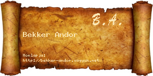 Bekker Andor névjegykártya