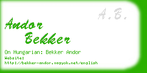 andor bekker business card